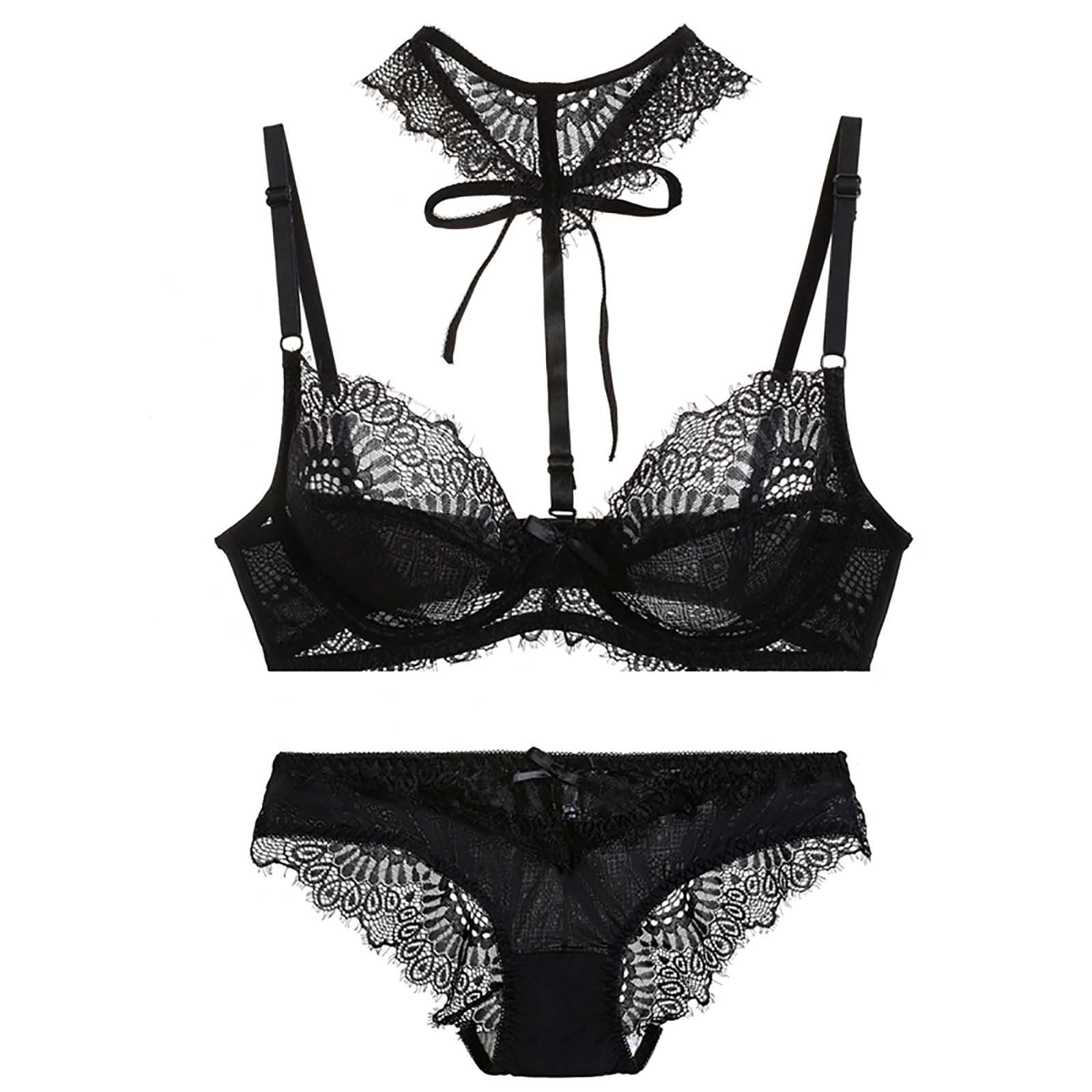 BELLZELY Bras for Women Plus Size Clearance Women Cute Lingerie Set Women  Cute Lace Lingerie Set Strappy Bra and Panty Set Two Piece Babydoll Crotchless  Lingerie 