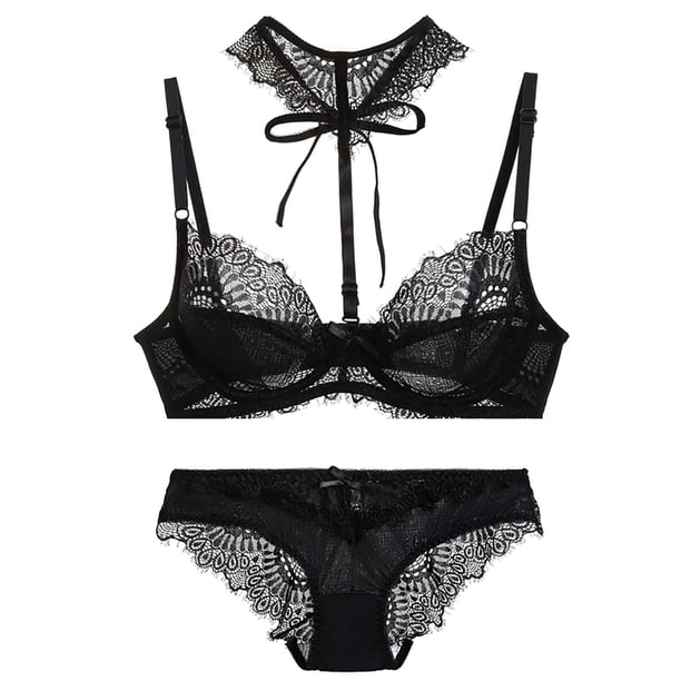 Conjunto de lencería para mujer Sujetador y bragas de encaje sexy Conjunto de lencería fina de verano Fridja nalpqowj39627