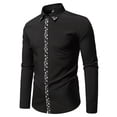 thumbnail image 2 of Dress Shirts for Men Long Sleeve Fitted Button Down Collared Blouses with Floral Print Business Casual Outfits (L, Black), 2 of 7