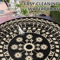 thumbnail image 2 of 8*8ft Round Outdoor Rug Circle Outside Area Rug Boho Reversible Patio Rug Plactic Straw Rug for Patios,Deck,Picnic,Beach,Trailer,Camping,Black&Beige, 2 of 10