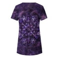 thumbnail image 5 of Sakmal 3x Womens Tops Short Sleeve Purple Floral Asymmetrical Vintage Crew Neck T-Shirts Womens Tshirts, 5 of 5