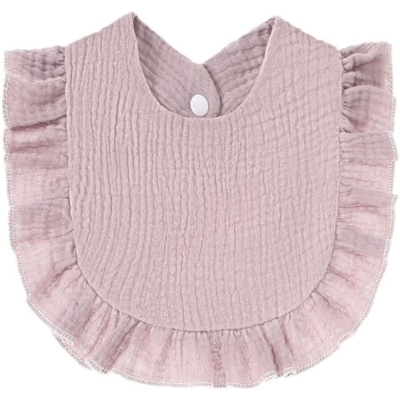 1 Pack Baby Bibs 4-Layer Soft Absorbent Lace Feeding Bibs for Teething Drooling Baptism Washable Outfits for Unisex
