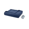 thumbnail image 6 of Serta Ribbed Micro Fleece Heated Blanket, Twin, Navy, 6 of 12