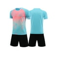 thumbnail image 3 of Sinleey Mens Soccer Jersey Training Uniform Teamwear Mesh Sport Shirts Tops with Drawstring Shorts Sky Blue XL, 3 of 7