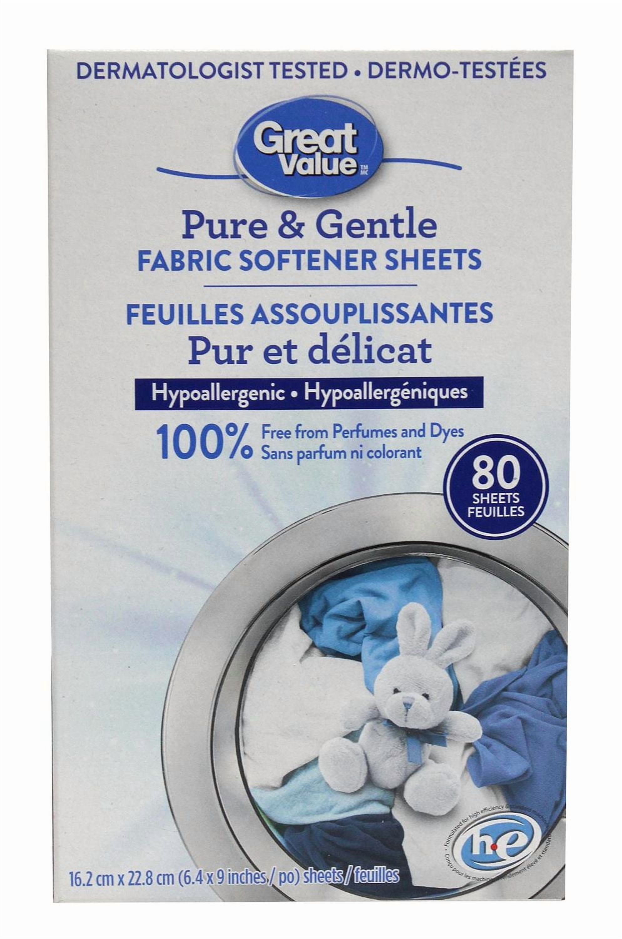 Great Value Pure & Gentle Unscented Fabric Softener Sheets