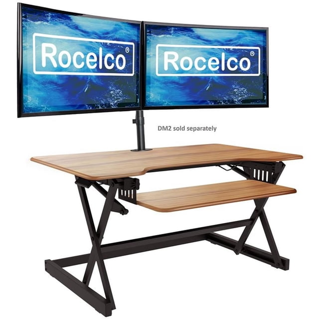 Pemberly Row 40" Large Height Adj Standing Desk Converter - Teak Wood Grain