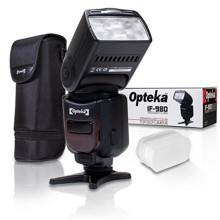 Opteka Pro i-TTL Auto-Focus Speedlight Flash with LCD Display Carrying Case / Diffuser / Table Stand for Nikon D850 D7500 D5600 D3400 D500 D5 D7200 D5500 D750 D810 D3300 D4S D5300 Df D610 D7100 (Best Cheap Ttl Flash For Nikon)