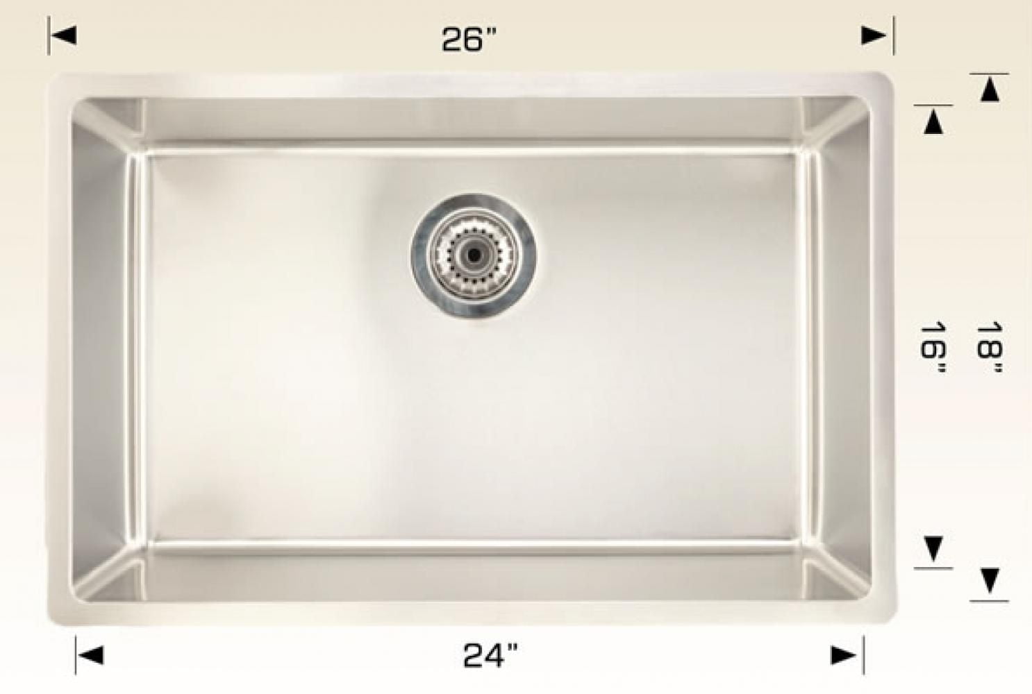 American Imaginations 26-in. W Stainless Steel Kitchen Sink With 1 Bowl And 18 GaugeAI-34460