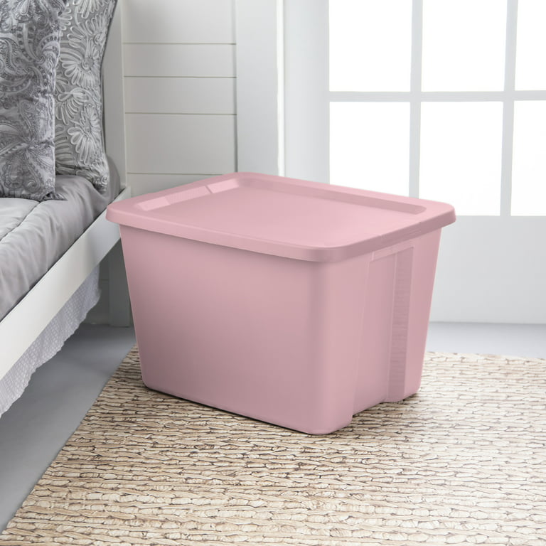 Sterilite 18 Gallon Tote Box Plastic, Blush Pink,Volume Capacity