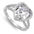 thumbnail image 4 of Heart White CZ Large Wide Halo Ring ( Sizes 5 6 7 8 9 ) New .925 Sterling Silver Band Rings (Size 5), 4 of 4