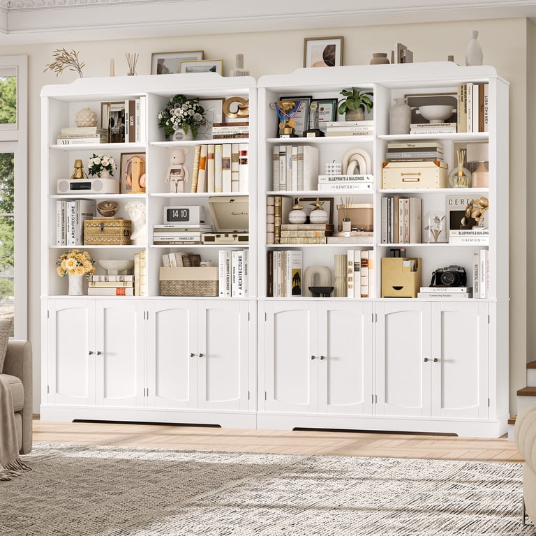 Homfa 73" Tall Bookcase with 4 Doors, 6-Tier 8 Cubes, White photo 3