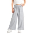 thumbnail image 2 of SGFCWSX Girls Wide Leg Pants Elastic Waist Loose Fit Casual Pants with Pockets Lightweight Summer Trousers for Kids Gray Size 5 Years, 2 of 5