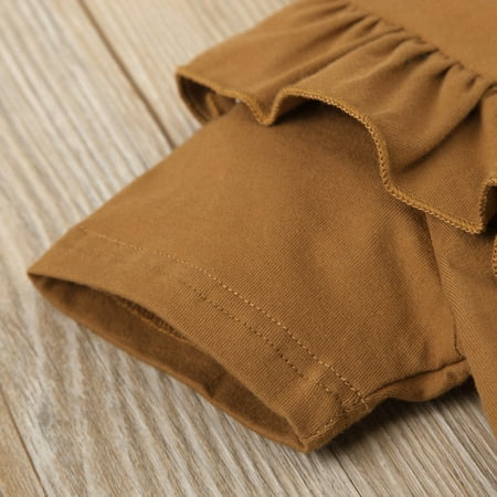 

TOWED22 Toddler Girl Summer Outfits Baby Girls Sleeveless Bandage Crop Top T-Shirt Tulle Shorts Headband 3Pcs Summer Clothes Set Brown