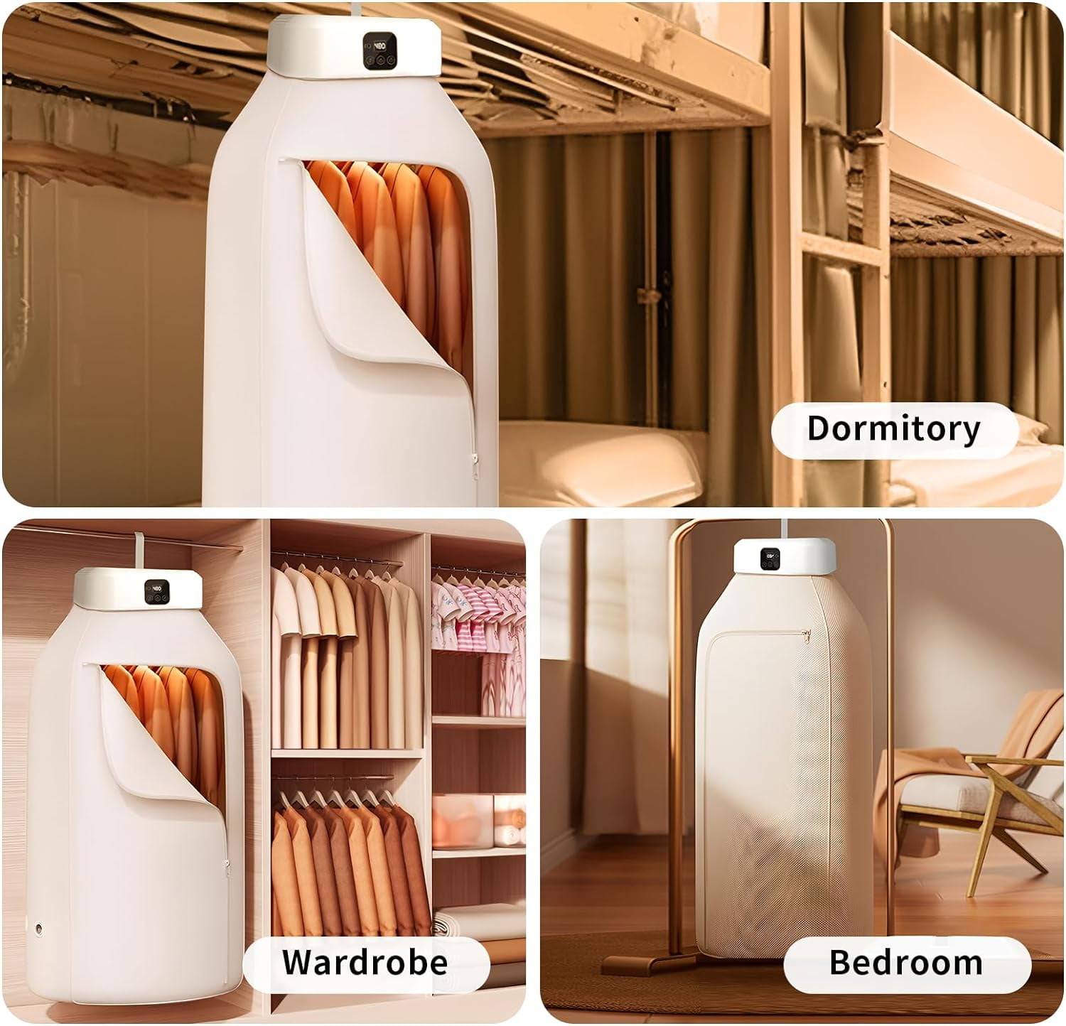 JahyShow Portable Clothes Dryer, Small Dryer with Remote Control, Compact Foldable Travel Clothes Dryer with Dry Bag for RV, Travel, Home