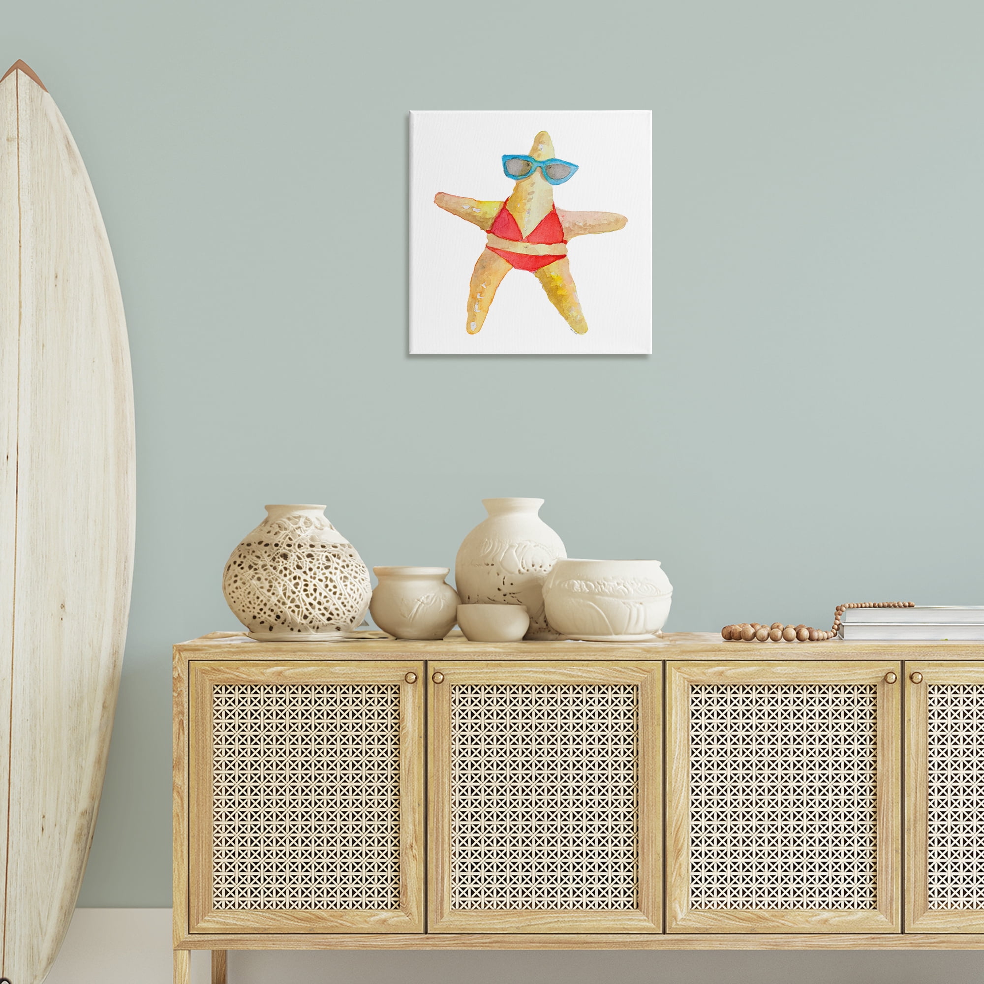 Stupell Industries Fun Swimsuit Starfish Novelty Painting Gallery Wrapped Canvas Art Print Wall Art, 24 x 24