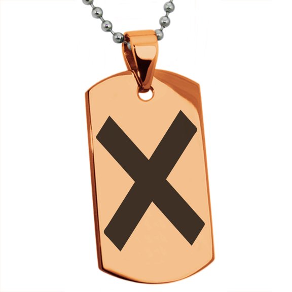 Stainless Steel Niwa Samurai Crest Engraved Dog Tag Pendant Necklace