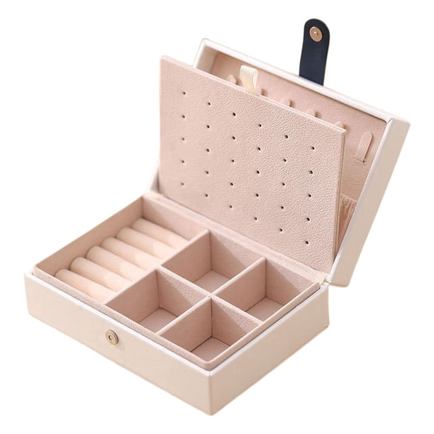 Joyero Multifuncional de Cuero PU Impermeable de Múltiples Capa Cerradura Soporte de Exhibición Portátil para Colr Mujeres Niñas Regalo bnco Sunnimix caja de almacenamiento de joyas