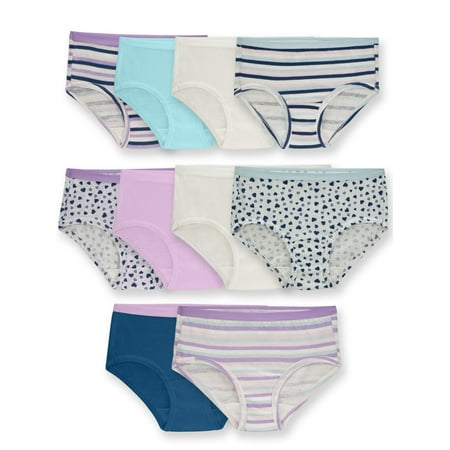 No Show Cotton Brief Underwear - Fruit of the Loom Assorted Cotton Brief Underwear, 10 Pack (Little Girls & Big Girls)
