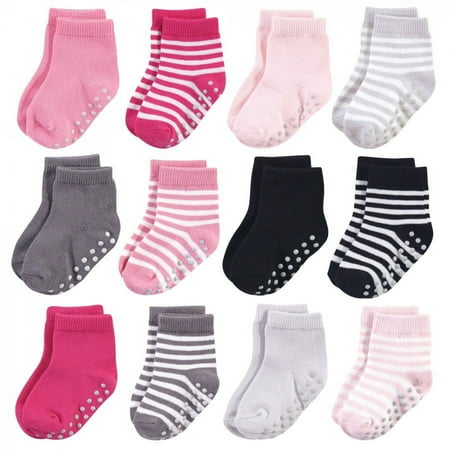 UPC: 0660168631876 | Touched by Nature Baby and Toddler Girl Organic Cotton Socks with Non-Skid Gripper for Fall Resistance Pink 2-4 Toddler