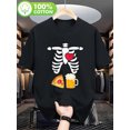 thumbnail image 1 of T-Shirt Homme Drôle Squelette Enceinte Pizza Bière Rayons X - Adapté pour Papa, T-Shirt Col Rond Décontracté pour Activités Extérieures & Cadeaux de Noël, 1 of 5