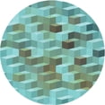 thumbnail image 1 of Ahgly Company Tapis Rond Lavable en Machine Intérieur Transitionnel Vert, 7 Pieds Rond, 1 of 7
