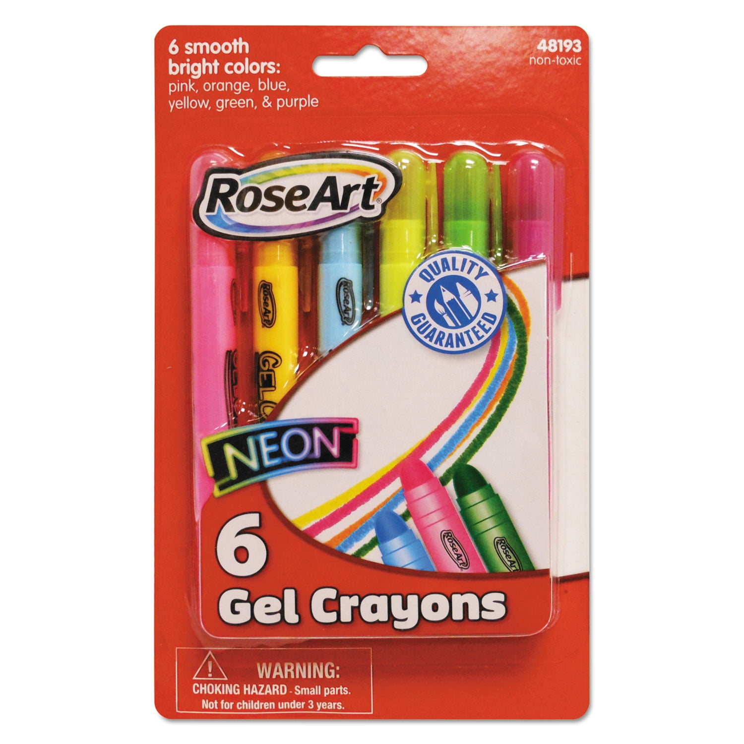 Gel Crayons Bright Colors, 6/Pk