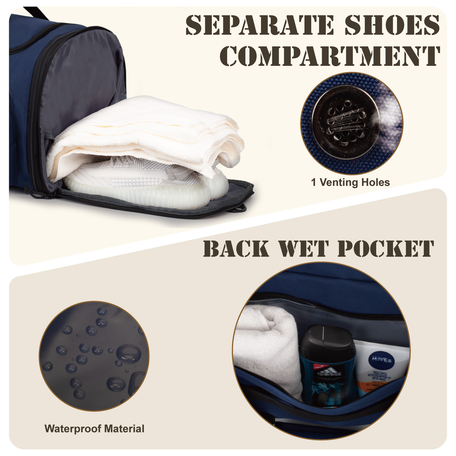TRIPGEAR 21" 45L Expandable 2-in-1 Gym Duffle Bag for Men, Travel Backpack with Shoe & Wet Pocket, Overnight Carry-on Bag