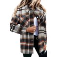 thumbnail image 6 of KISSMODA Womens Long Sleeve Corduroy Shirt With Pockets Classic Plaid V Neck Button Down Shacket Jacket Coat, 6 of 8