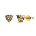 thumbnail image 2 of 1.0 Ct Heart Cut Studs Champagne Crystal 18K Yellow Solid Gold Everyday Dainty Earrings Push Back, 2 of 7