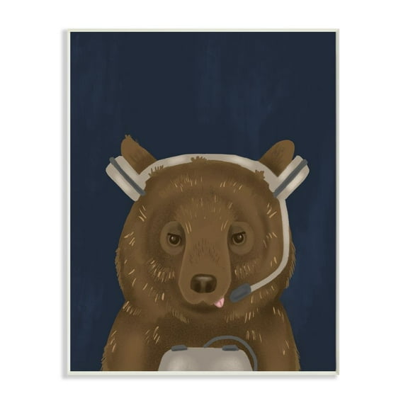 Stupell Industries Playful Video Game Bear Headset Children's Entertainment Graphic Art Unframed Art Print Wall Art, 10x15, by Daphne Polselli
