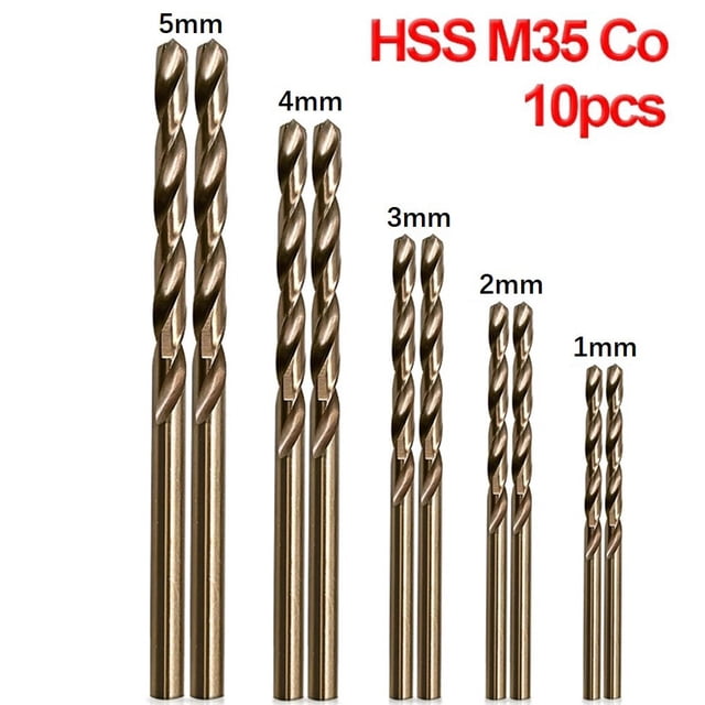 10 Pcs Hss M35 Foret Cobalt 1Mm 2Mm 3Mm 4Mm 5Mm pour Perçage en Acier Inoxydable
