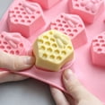 thumbnail image 4 of JuDWoC 6 Cavity Bee Silicone Mold 9.44 Inch Honeycomb Pastry Pan Food Grade Non Stick Chocolate Casting Form Reusable Detailed Flower Motif Tray for Handmade Soap Biscuit Candy Cupcake, 4 of 8