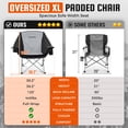 thumbnail image 5 of KingCamp Oversized Fully Padded Camping Chair for Adults, Support 330lbs Outdoor Folding Camping Sofa Chair with Pocket, Heavy Duty Folding Round Camping Chair, Black Light Grey, 5 of 11