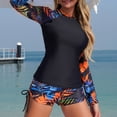 thumbnail image 4 of vigerkar Womens Two Piece Rash Guard & Swim Shorts, Long Sleeve Swim Shirt, Quick Dry Swimsuits UPF 50+ SPF Sun & UV Protection (Orange, S), 4 of 6