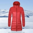 thumbnail image 3 of Uooqdmx Puffer Jacket Womens Winter Coats Solid Color Hooded Oversize Light Down Jacket Oversize Women's Down Jackets & Parkas Red 7XL, 3 of 4