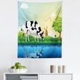 thumbnail image 1 of Cattle Tapestry, Graphic Design Grazing Cow in the Field with Trees near Lake and Windmill Pattern, Fabric Wall Hanging Decor for Bedroom Living Room Dorm, 5 Sizes, Multicolor, by Ambesonne, 1 of 1