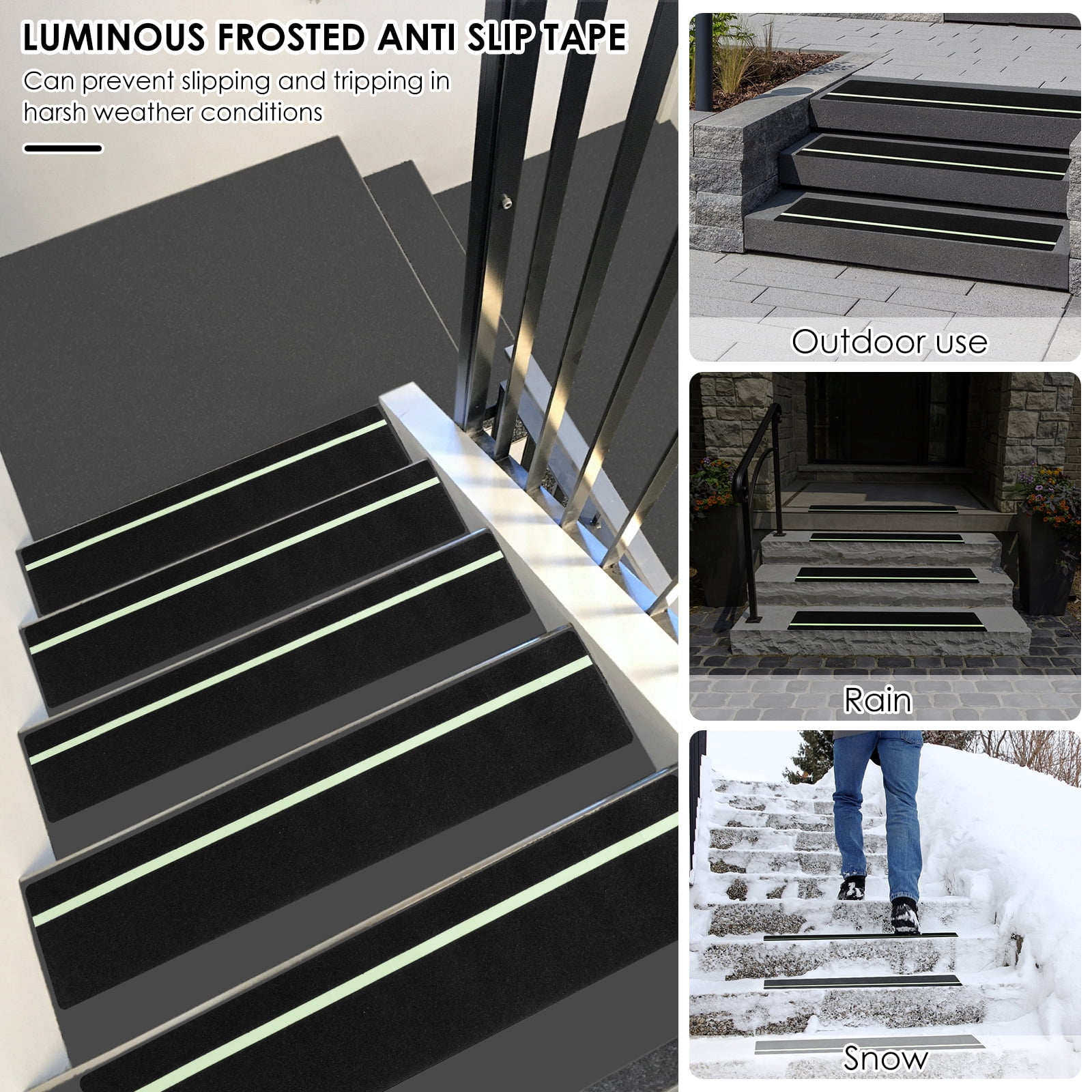 Lzvxtym Anti Slip Grip Tape,5/10 Pcs Non-slip Traction Tapes,Glow in The Dark Anti Slip Tape for Indoor or Outdoor Stair Tread Step, 5.9" x 30"