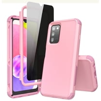 Xhy Samsung Galaxy A03S Case with Privacy Screen Protector Military Grade Full Body Protection 3 in 1 Shock Drop Resistant Rugged Rubber TPU Durable Detachable for Galaxy A03S Phone - Pink