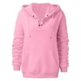 thumbnail image 3 of Vedolay Women Tops Hoodies for Women Oversized Zip Up Hoodies Sweatshirts Fall Casual Drawstring Jackets with Pockets,Pink L, 3 of 5