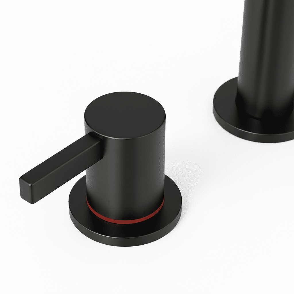 8 Inch Widespread Bathroom Faucet Matte Black 2 Handle 3 Hole with 360 °   Rotating Spout and Pop-Up Drain  LJH