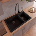 thumbnail image 4 of Pemberly Row Black 34" Double Bowl Drop In Granite Composite Kitchen Sink, 4 of 9