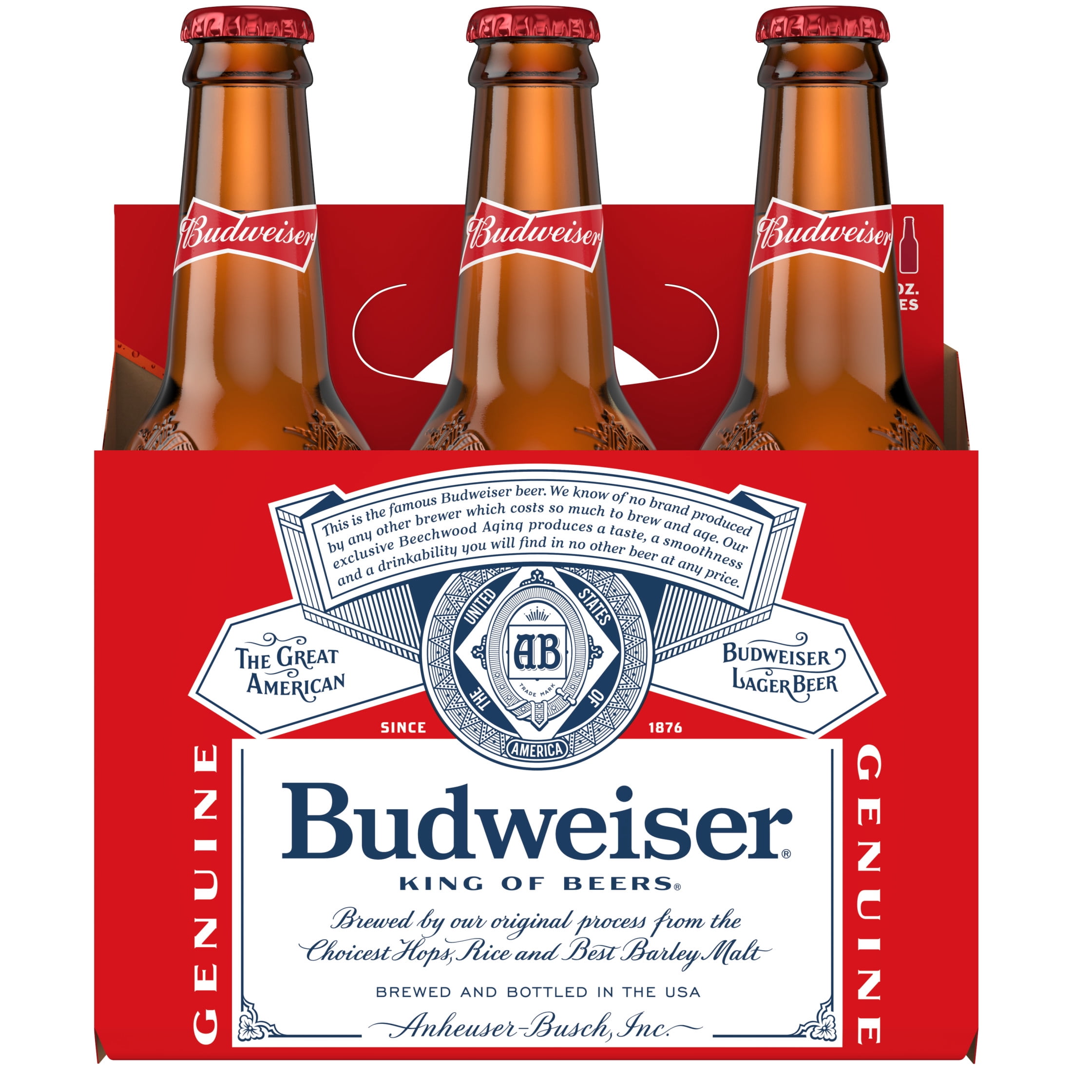 Budweiser American Lager Beer 6 pack 12 fl oz Glass Bottles 5% ABV