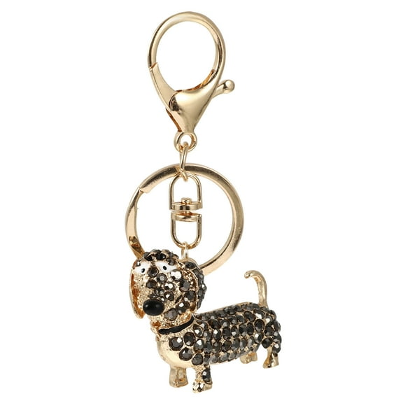TENDYCOCO Dachshund Keychain with Rhinestones - Black Puppy Keyring Pendant for Handbag, Car, Dog Lovers Gifts