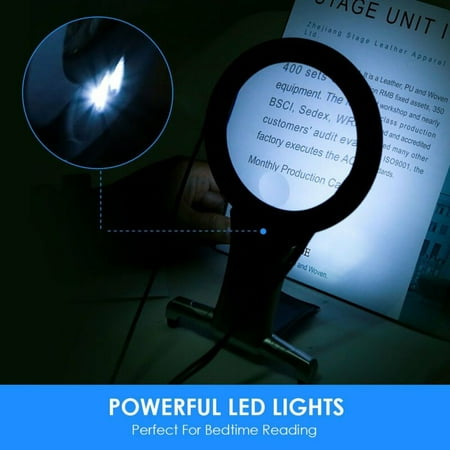 Around The Neck Stand Magnifiers 6X/2X Lighted Magnifying Glass for Reading, Hands Free Reading Magnifier with Light, Large Optical 4.2