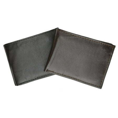 Bifold Mens Leather Dual Zippered Change Pockets Credit Card Holder Wallet 1618 (C)