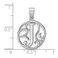 thumbnail image 2 of Small 925 Sterling Silver Rhodium Plated Fancy Script Letter J Initial Pendant Necklace 25.65x16.99mm Wide 0.68mm Thick, 2 of 2