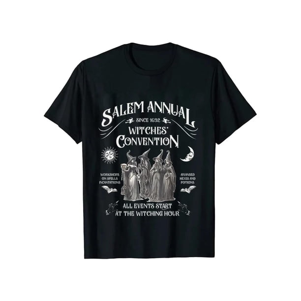 Salem Witch T-Shirts for Girls Vintage Funny Halloween T Shirts Short Sleeve Loose Fashion Spooky Season Graphic Tees Retro Tops