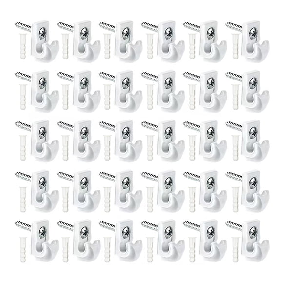 UHIAGREE 30 Pack White Wall Mount Closet Shelf Clips,Wire Shelf Brackets with Screws & Expansion Tubes