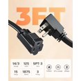 thumbnail image 2 of Cable de alimentación DEWENWILS, conector plano de 0,9 m, 15 A, paquete de 2 unidades, negro, 2 of 7