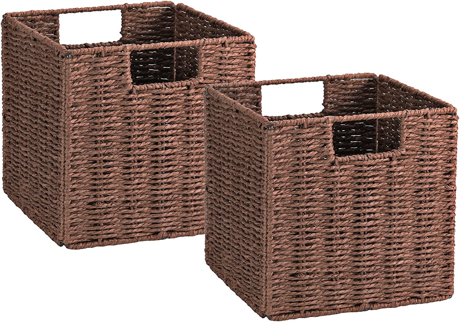 Wicker Storage Baskets, Set of 2 HandWoven Storage Baskets for Shelves